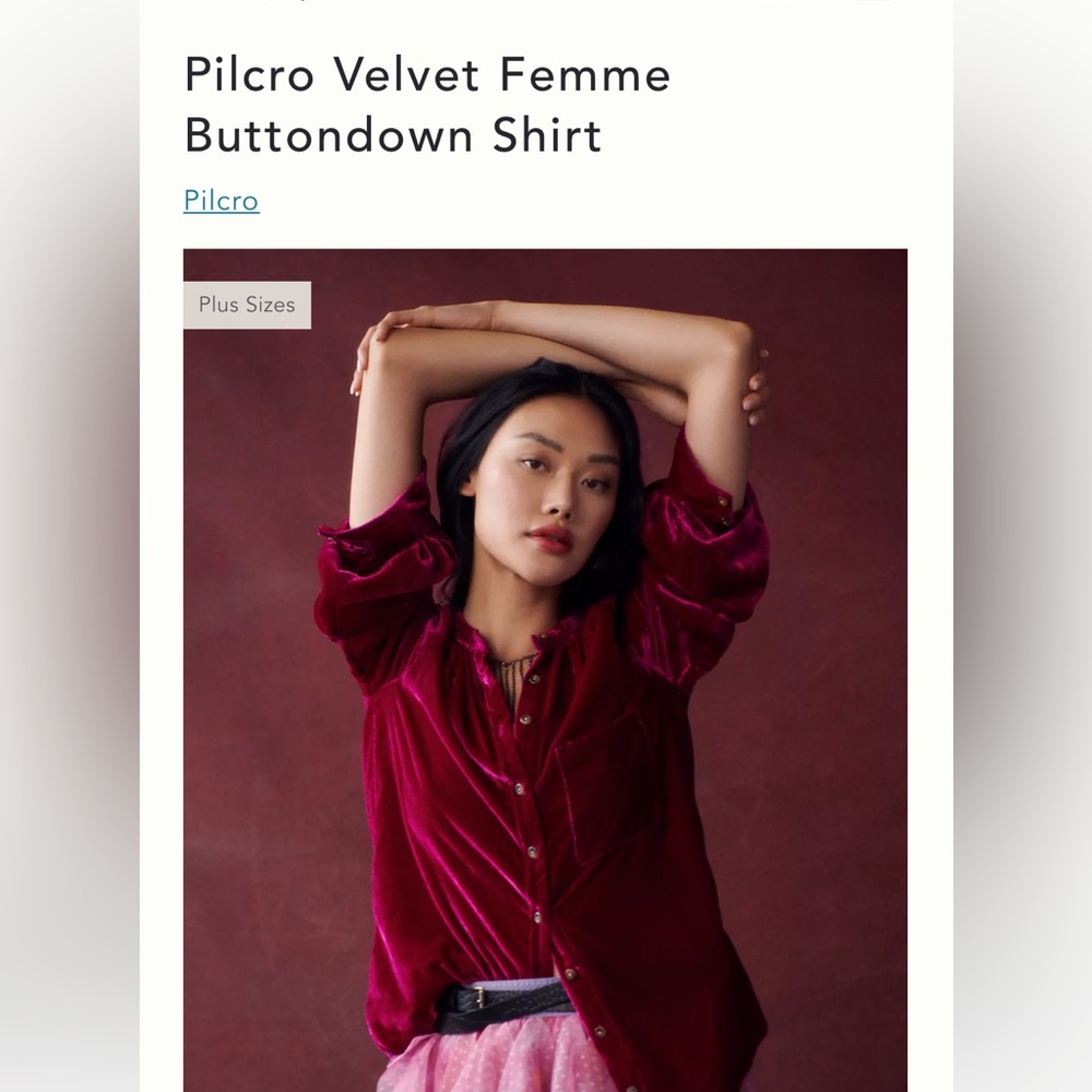 Anthropologie Pilcro Velvet Femme Button Down